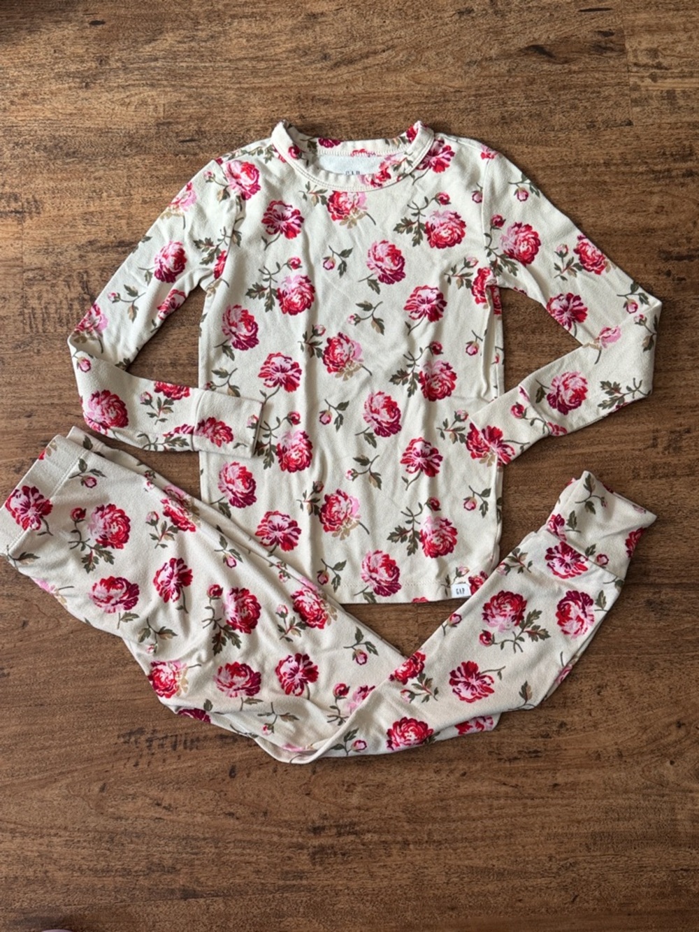 GAP Kids Cream Top with Pink Floral Print